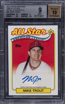 2013 Topps Archives "1989 All-Stars Retail Autographs" #MT Mike Trout Signed Card (#9/10) - BGS MINT 9/BGS 10